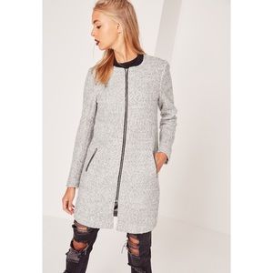 Missguided Longline Textured Wool Bomber Jacket